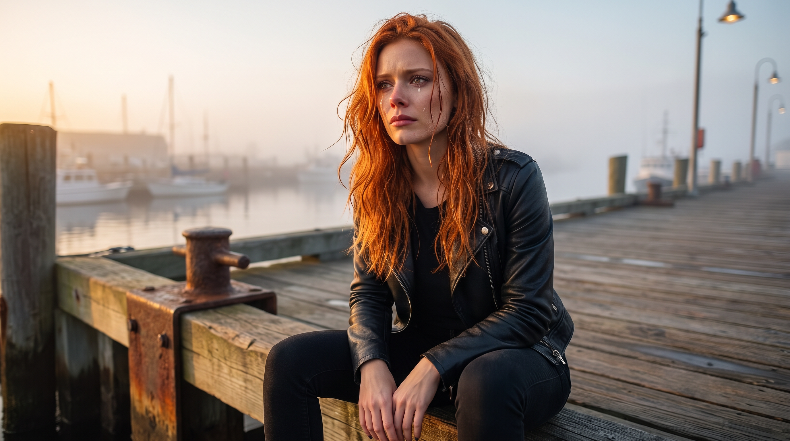 Scarlet resting after the Harbor of Lost Souls session with reunion lyric pages on the desk