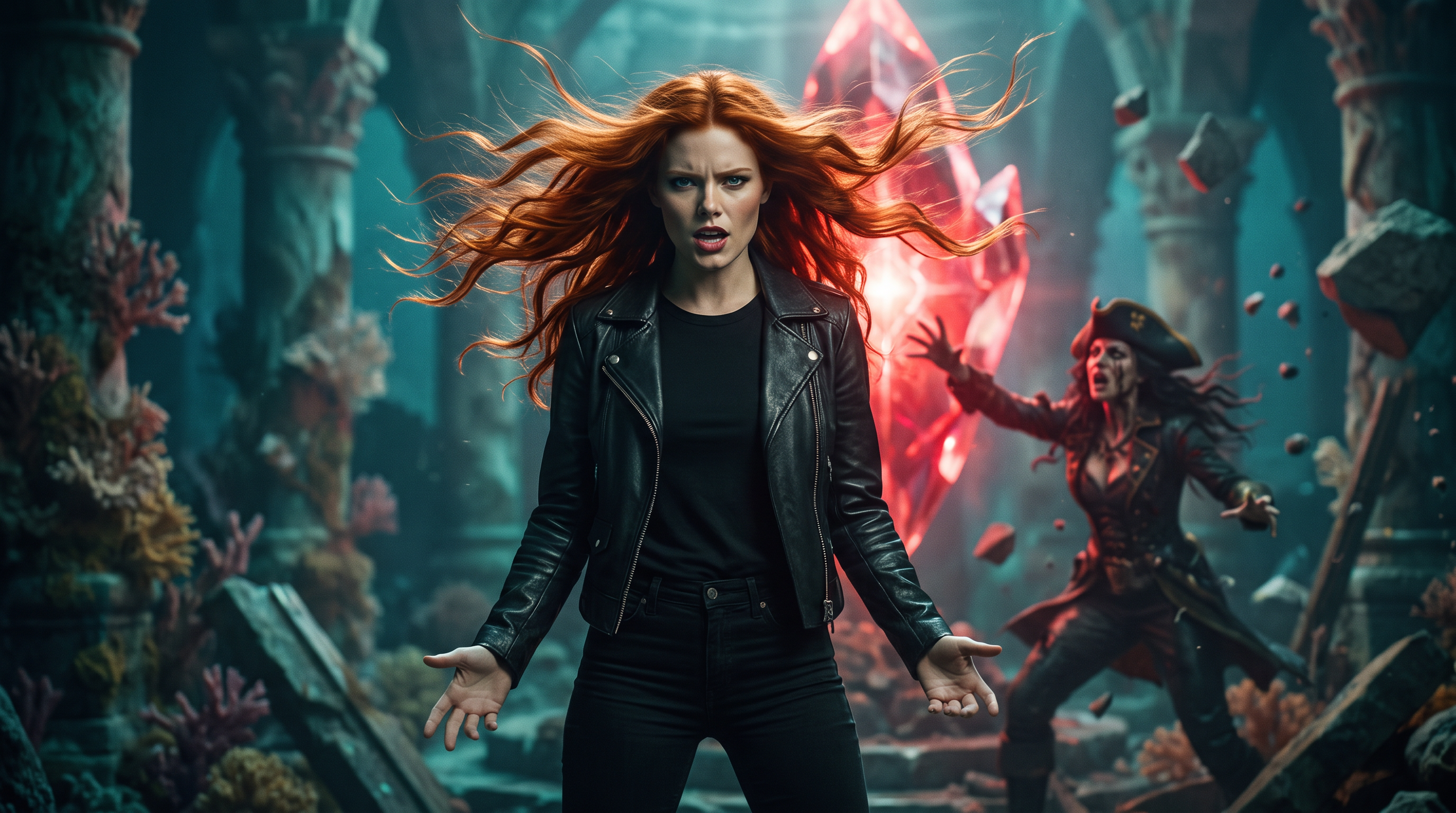 Scarlet in the Temple of Tides during the Soulbinder's Heart crystal battle