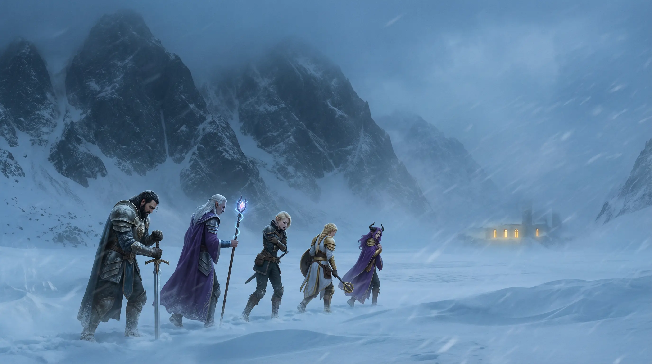 The companions face the exposed winter journey towards the valley
